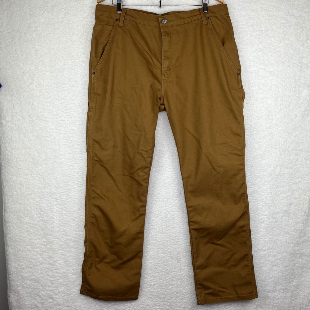 Dickies Flex Mens Brown Duck Carpenter Pants Workwear Utility Straight Leg 38x32